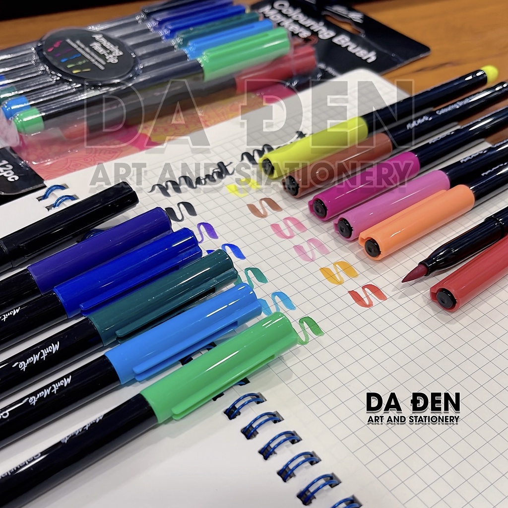 [DA ĐEN] Bút Coloring Brush Pen 12 Màu Mont Marte