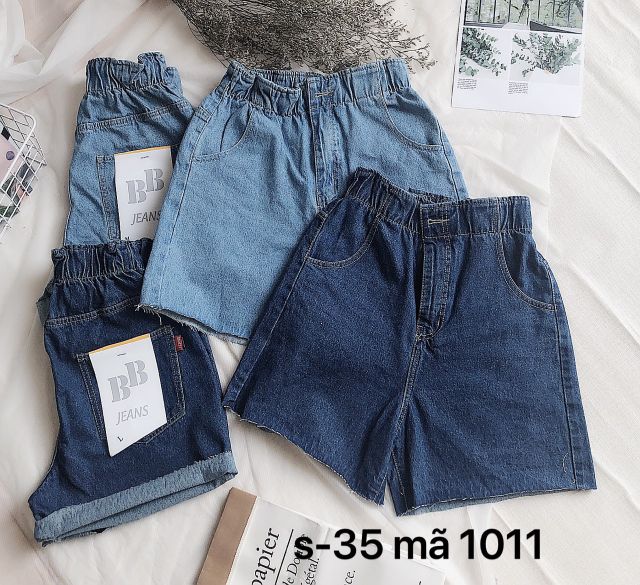Quần Short Nữ Jean Lưng Thun Có Dây Kéo Size Nhỏ Đến Size Đại MS1011