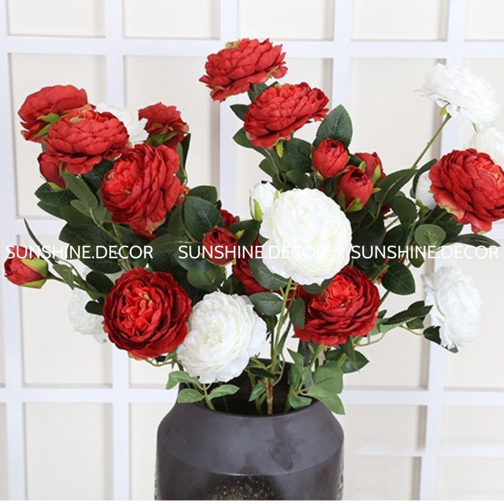 Hoa hồng cao cấp cành 3 bông trang trí nhà/chụp ảnh