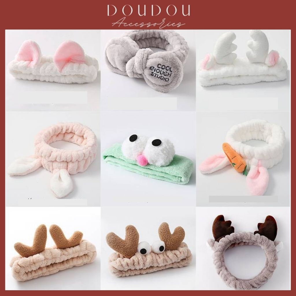 Băng đô rửa mặt DOUDOU Băng đô cài tóc tai thỏ dễ thương đáng yêu FD004