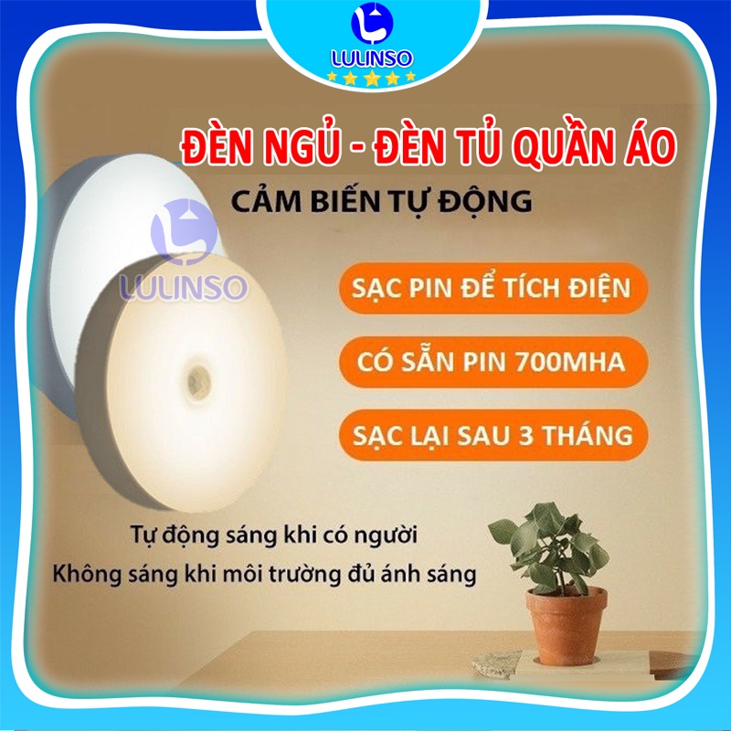 Đèn cảm ứng chuyển động LULINSO, Đèn Led dán tường cảm biến thông minh không dây dán tủ quần áo, cầu thang, phòng ngủ...