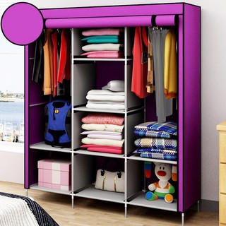 Tủ vải đựng quần áo 3 buồng 8 ngăn cao cấp