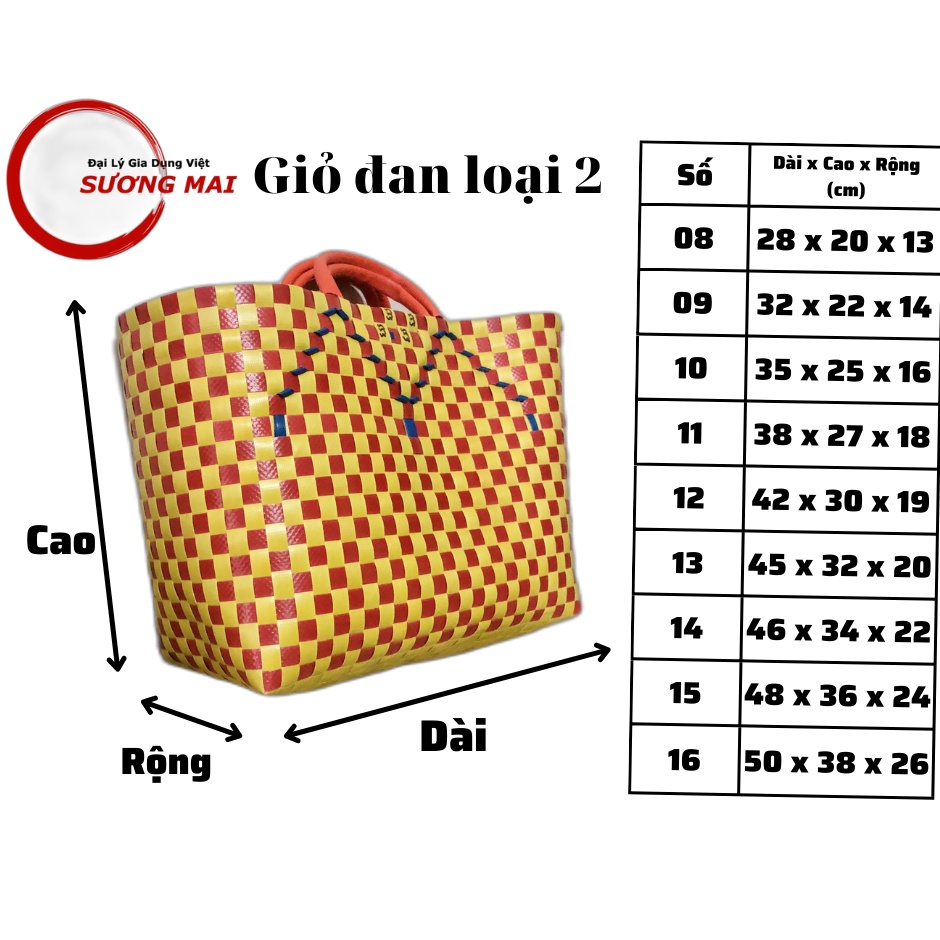 [Giá Sỉ] Giỏ Nhựa Đan 13, Làn Đan Dây Nhựa Rẻ,4 quai xách Giỏ Đựng Đồ Thủ Công [ Giỏ Đan 13 ]