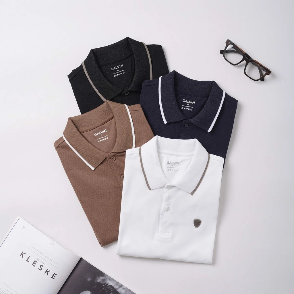 Áo polo nam Galvin Premium cao cấp 95% Cotton tag Hợp kim Aluminum PLGVPR05 - Leo Vatino