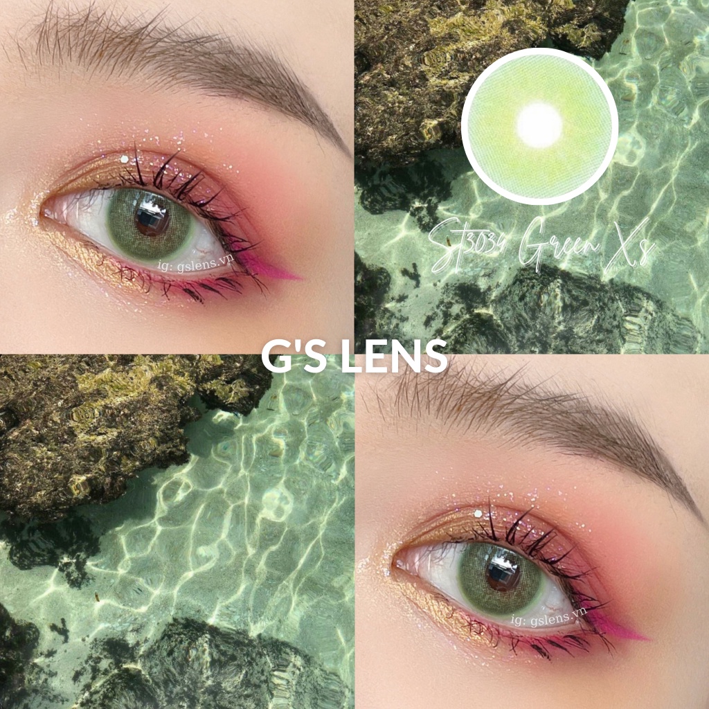 Kính Áp Tròng Lens Xanh Lá Tây Sáng Siêu Đẹp Hot Douyin Size Xs 14mm Có 0 Đến 6 Độ ST3034 Green