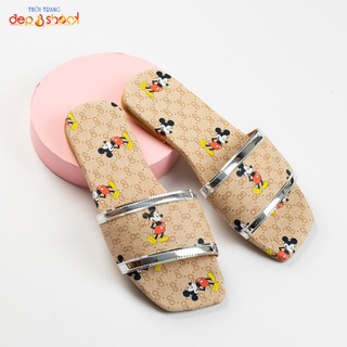 Dép quai ngang nữ hình micky thời trang hot trend dep&shock có size lớn 41 42 43