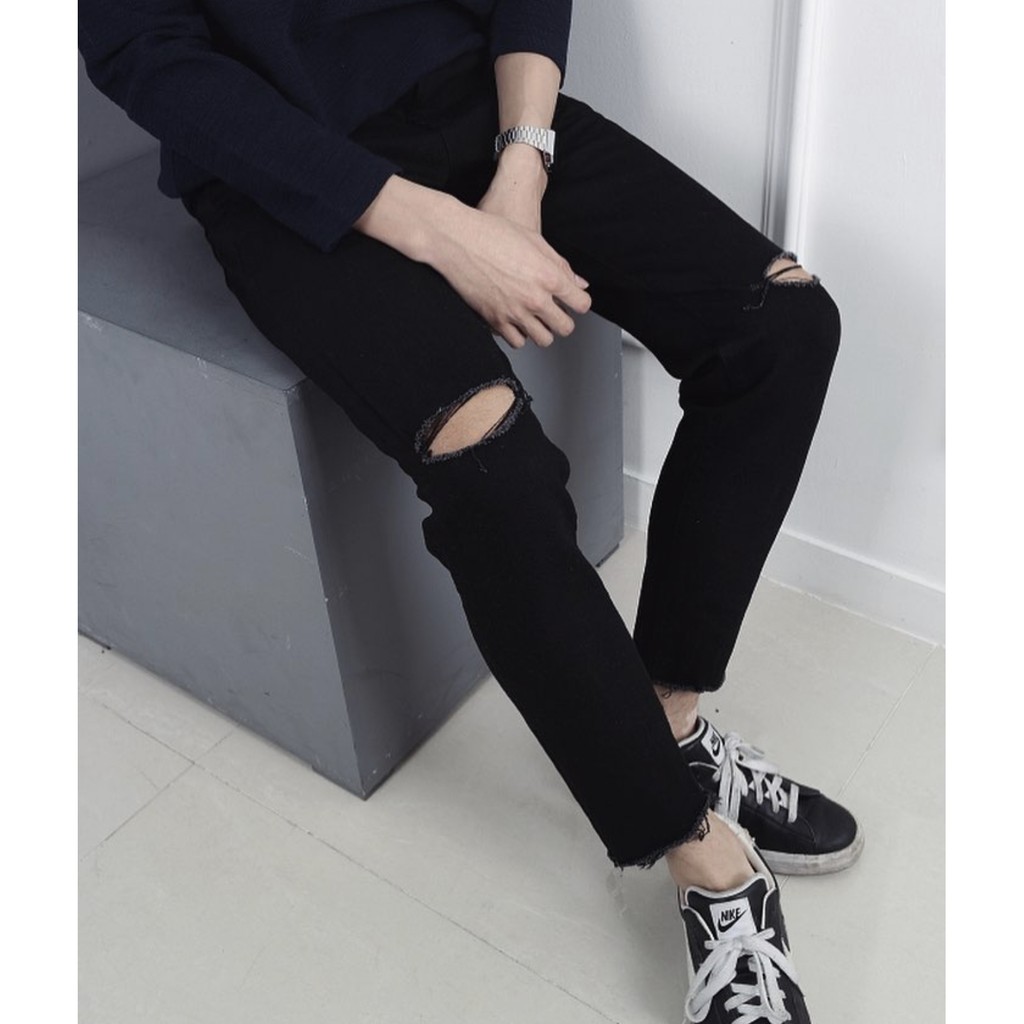 QUẦN JEAN đen skinny rách gối CHUOTTRANG | BigBuy360 - bigbuy360.vn
