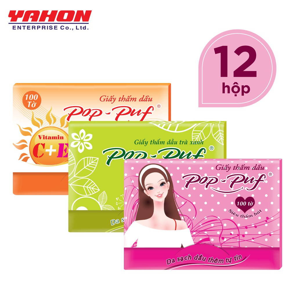 COMBO 12 HỘP GIẤY THẤM DẦU POP-PUF 100 TỜ/HỘP