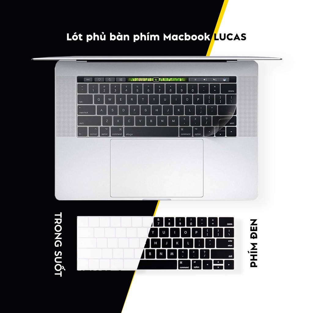 Lót Phím Đen Silicon Bảo Vệ Bàn Phím Macbook Chống Bụi Bẩn, Chống Nước, Mềm Mại Lucas