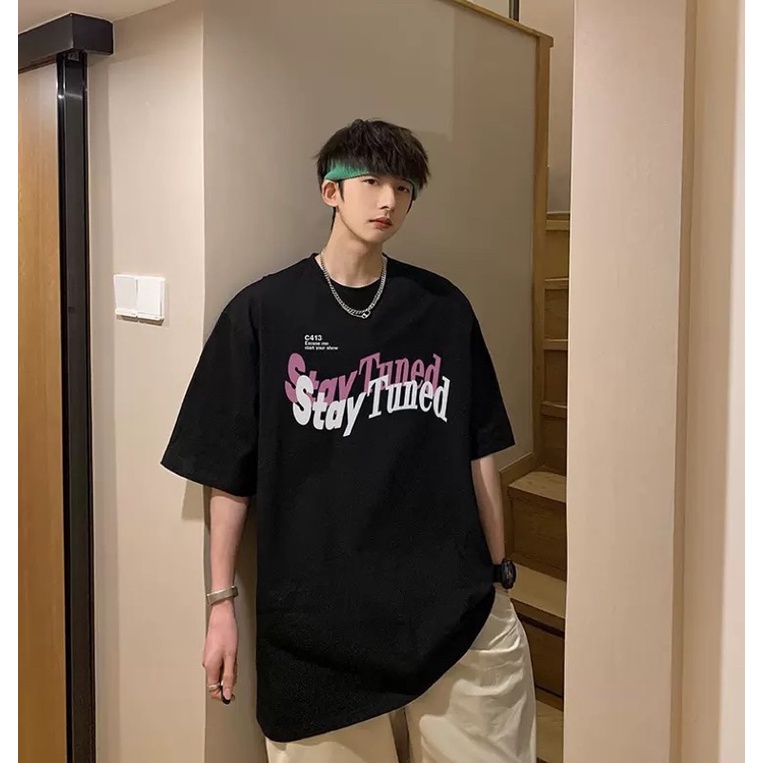 Áo thun phông nam nữ PINK tay lỡ form rộng STAY C413 Unisex