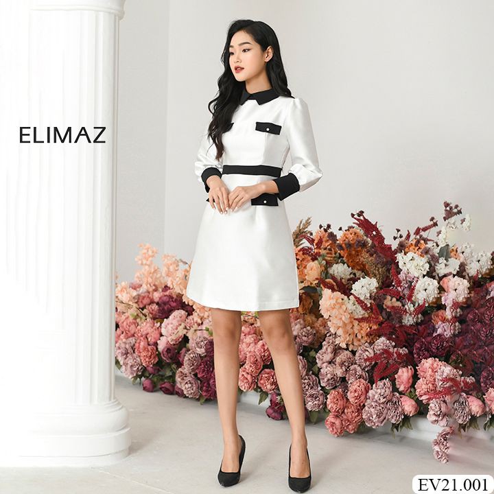 Váy tafta tay lỗ công sở, hàng xuất chất Umi Hàn siêu xịn mã ngắn ( ảnh thật) ELIMAZ, đầm công sở