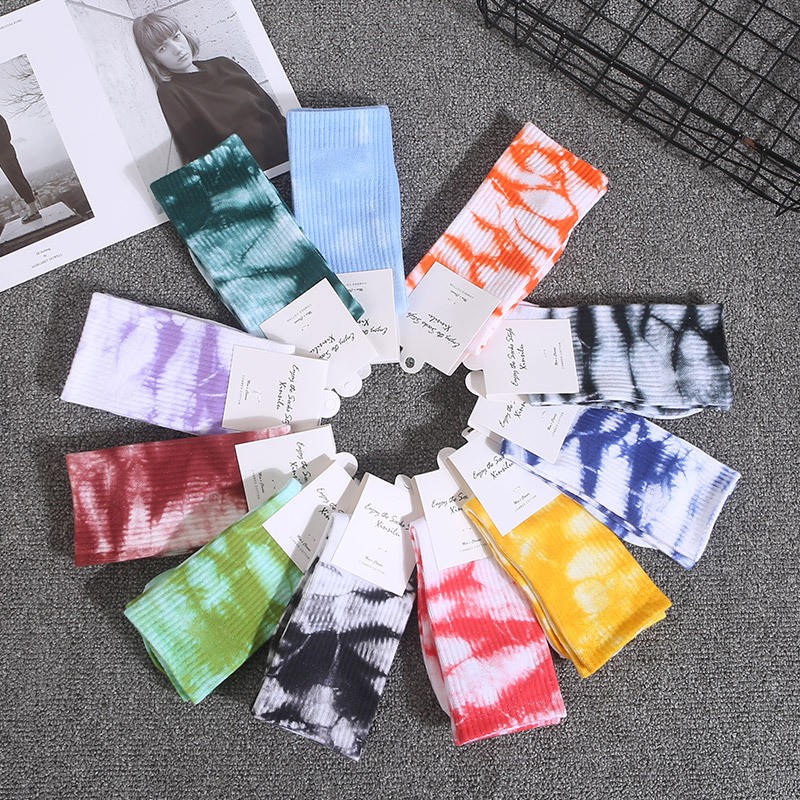 Tất vớ cotton nam nữ màu loang Date84store