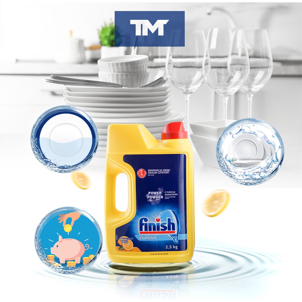 Bột rửa chén bát Finish Classic Deep Clean hương chanh 2,5 kg Finish EU