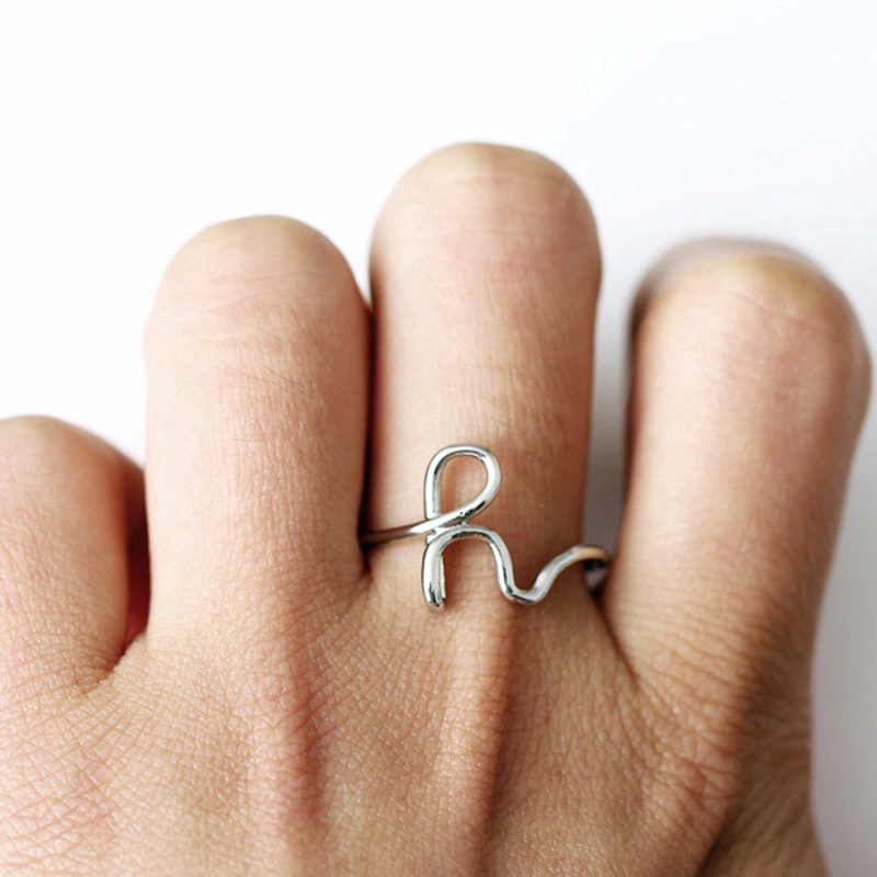 [Mã FASHIONT4MA2 giảm 10K đơn 50K] Ring Simple English Letter Motif for Couples / Men / Women 1Pcs