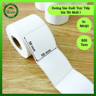 Giấy in mã vạch, tem trà sữa, decal nhiệt size 50x50 Olivin (G12)