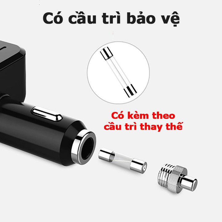 (Video) Bộ chia tẩu 3 cổng trên ô tô cao cấp hàng chuẩn