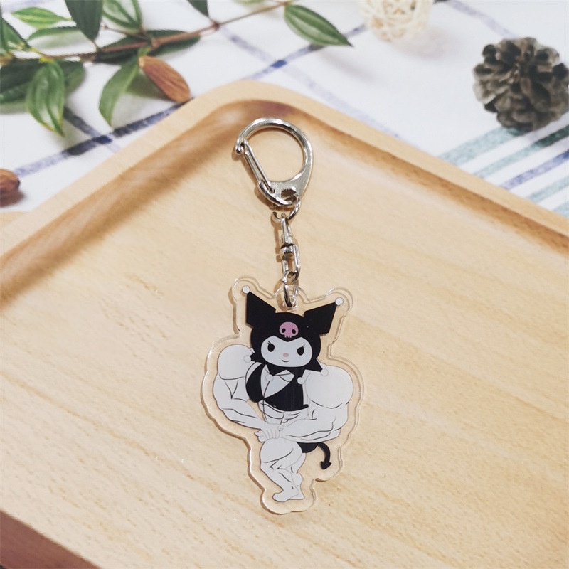 Móc khoá hình Cinnamoroll dễ thương cơ bắp, Macho Melody Kuromi cute đô con cặp đôi