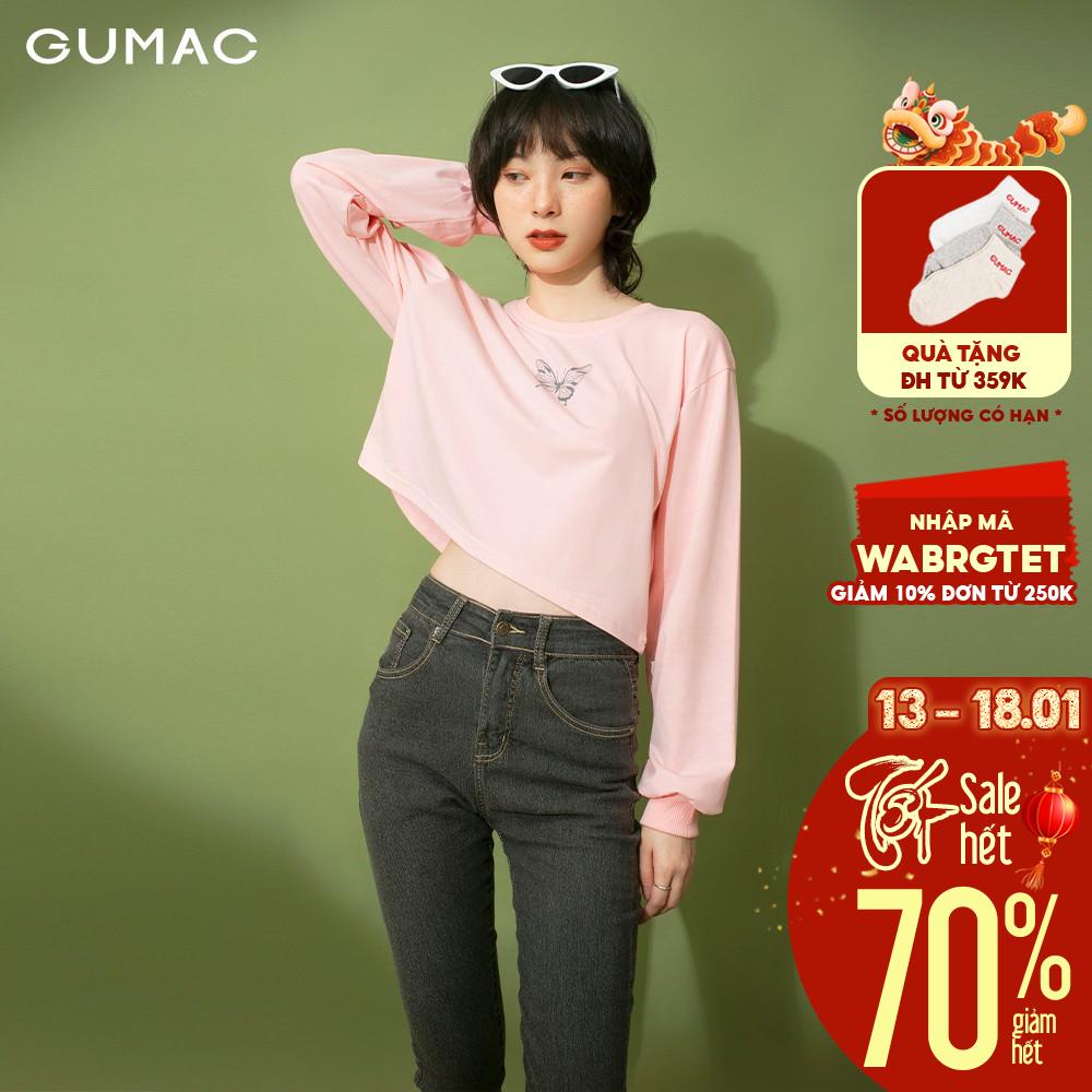 [Mã WABRGUM giảm 10% tối đa 30K đơn 99K] Áo thun nữ tay dài in bướm GUMAC đủ màu, đủ size, năng động, cá tính ATB131