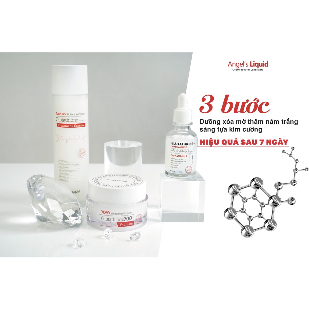 Serum Dưỡng Trắng Da, Cấp Ẩm Đa Tầng 7Day Angel's Liquid Whitening Program Glutathione + Niacinamide 700V-ampoule 30ml