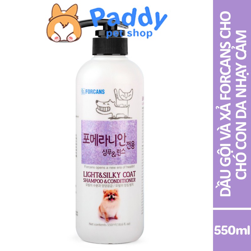 Sữa Tắm Chó Mèo Con Da Nhạy Cảm Forcans Light Silky Coat (550ml)