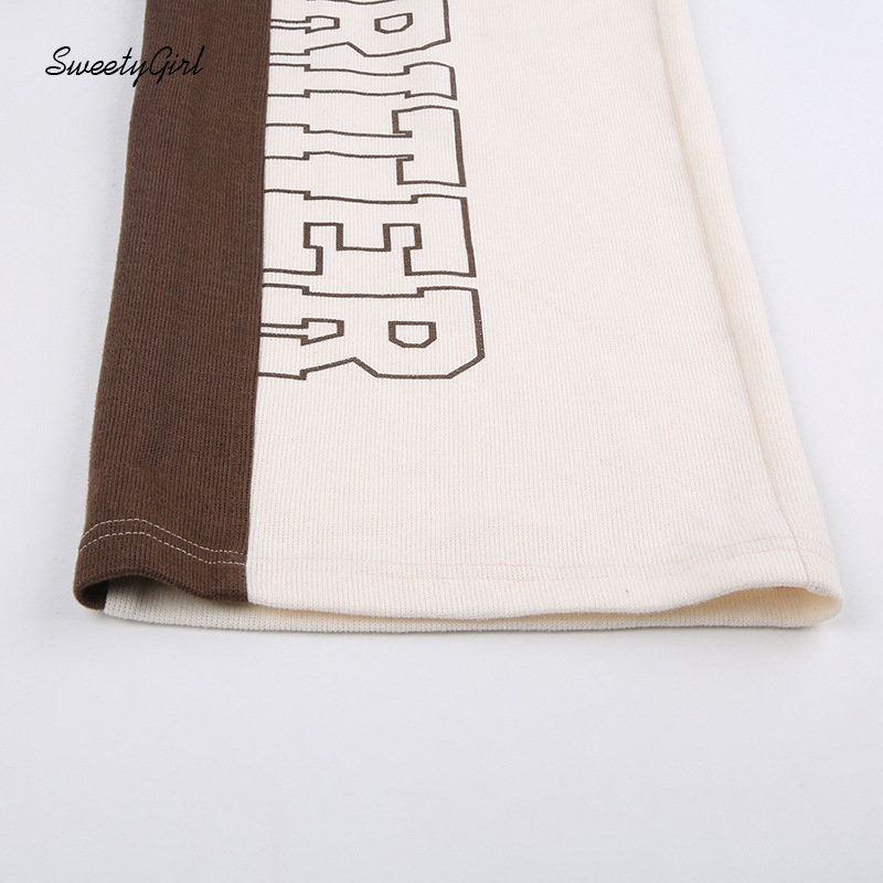 Quần Dài Thể Thao Dáng Rộng In Chữ Phối Màu Tương Phản Thời Trang 2022 Cho Nữ