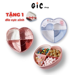 Khay đựng bánh kẹo mứt tết hoa quả hình trái tim 4 ngăn cao cấp gic008