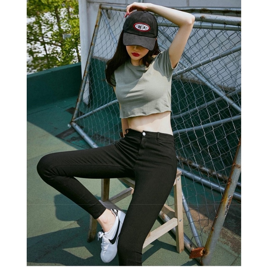 Quần legging nữ dài cạp cao xuất hàn cao cấp màu đen vải Umi dày ôm dáng - Quần tregging nữ cạp chun bigsize mặc đi học