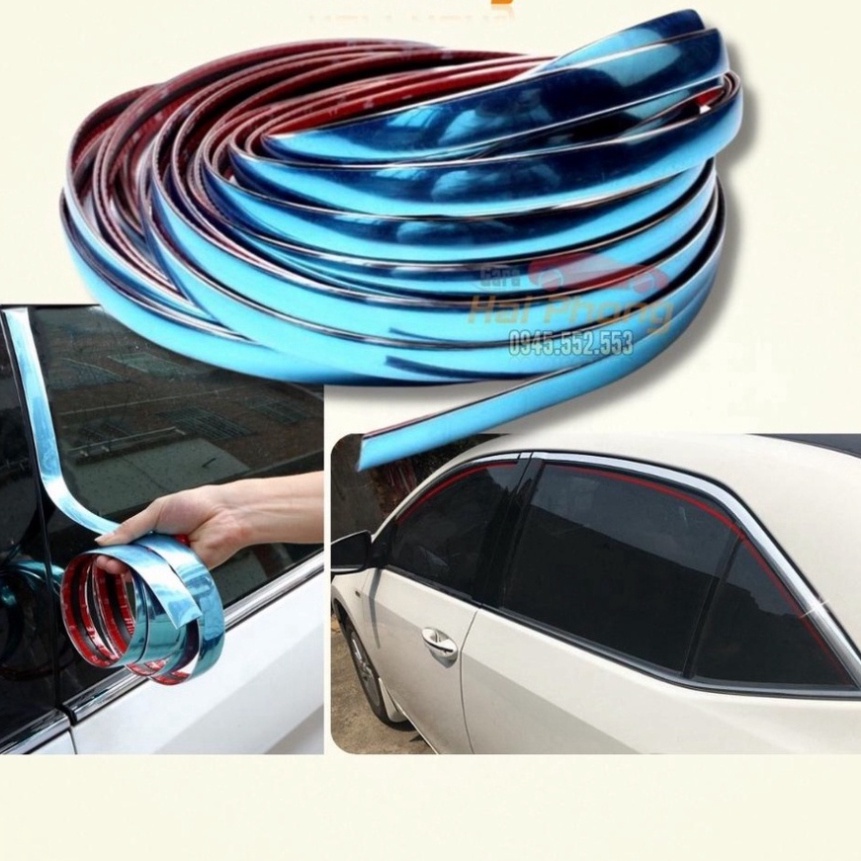 Cuộn 13M Nẹp Viền Trang Trí Chân Kính Ô Tô Mạ Crom Bản 1cm - 2cm - 3cm nẹp viền kính ,nẹp cửa xe , nẹp badsok dự bị dự b