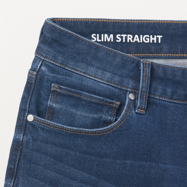 Muji Quần Denim Slim Straight Dài Tới Mắt Cá Co Giãn 4 Chiều