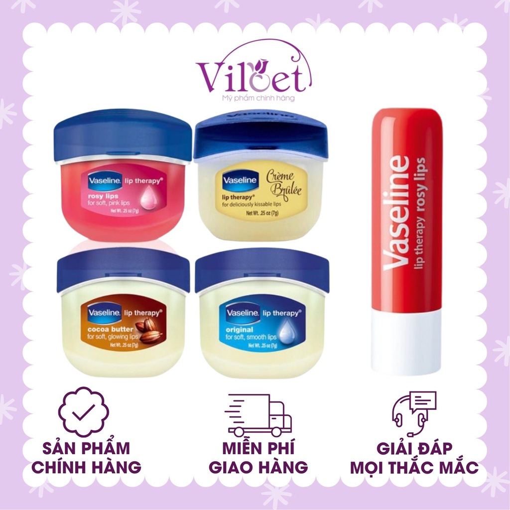 Sáp dưỡng ẩm môi &amp; body Vaseline, son dưỡng hồng, chống thâm, khô nứt - Shop Viloet