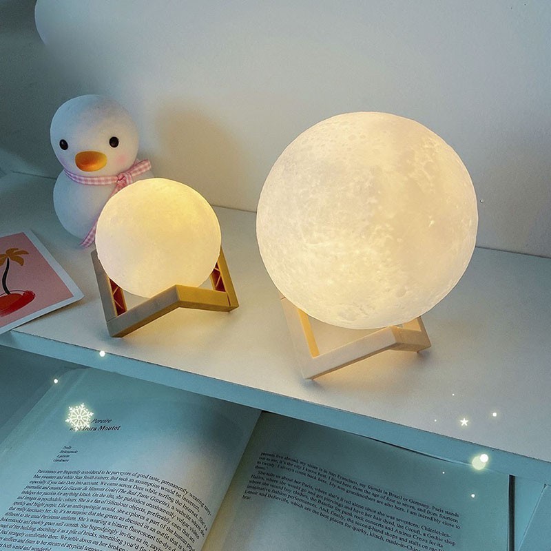 Đèn ngủ mặt trăng 3D dễ thương, đèn mặt trăng 3d để bàn 8cm-12cm