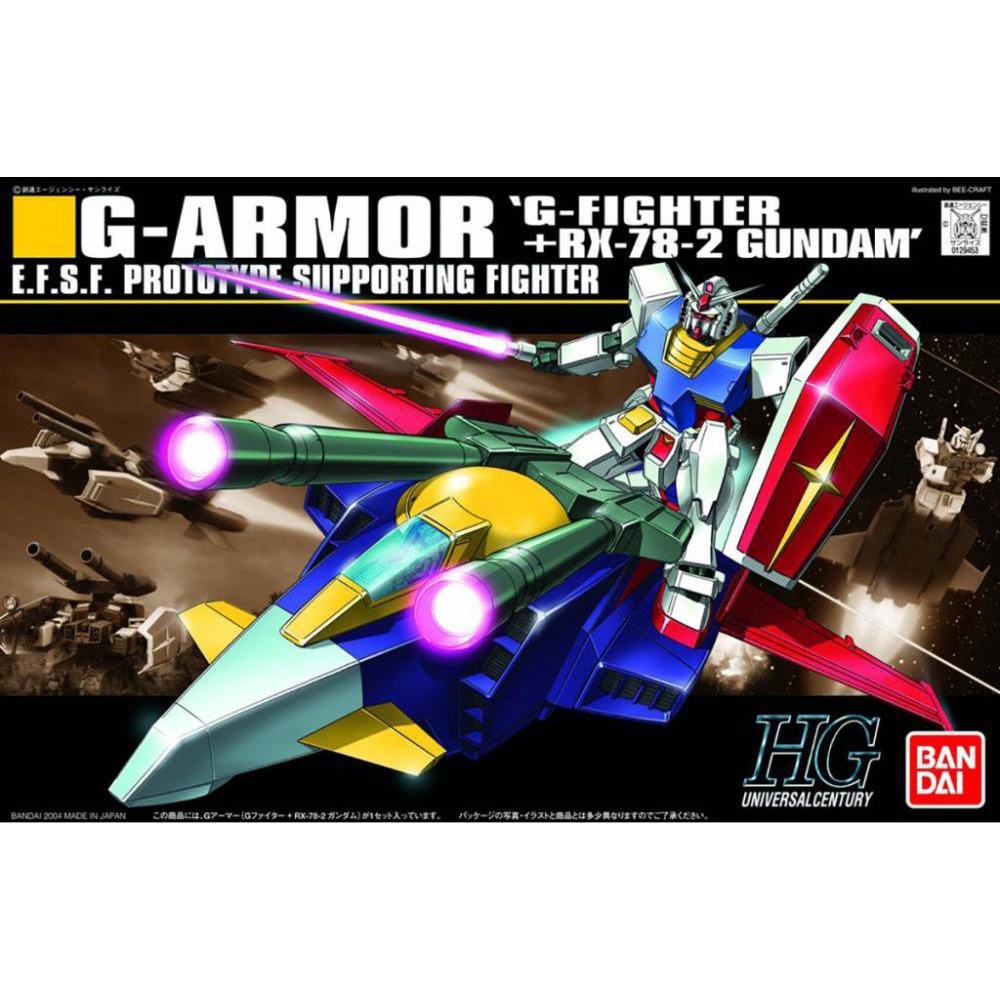 Mô hình HGUC 050 1/144 HG G Armor (G Fighter + RX782 Gundam) - Chính hãng Bandai Nhật Bản