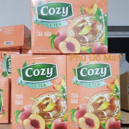 TRÀ COZY ICE TEA HƯƠNG CHANH / HƯƠNG ĐÀO 270G ( 18g * 18 gói ) (Bao Bì Mới)