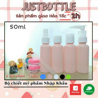 BỘ CHIẾT MỸ PHẨM DU LỊCH 4/8 MÓN 30ml 50ml 100ml túi zip túi dán 🍀 VỎ CHAI LỌ NHỰA PET giá rẻ