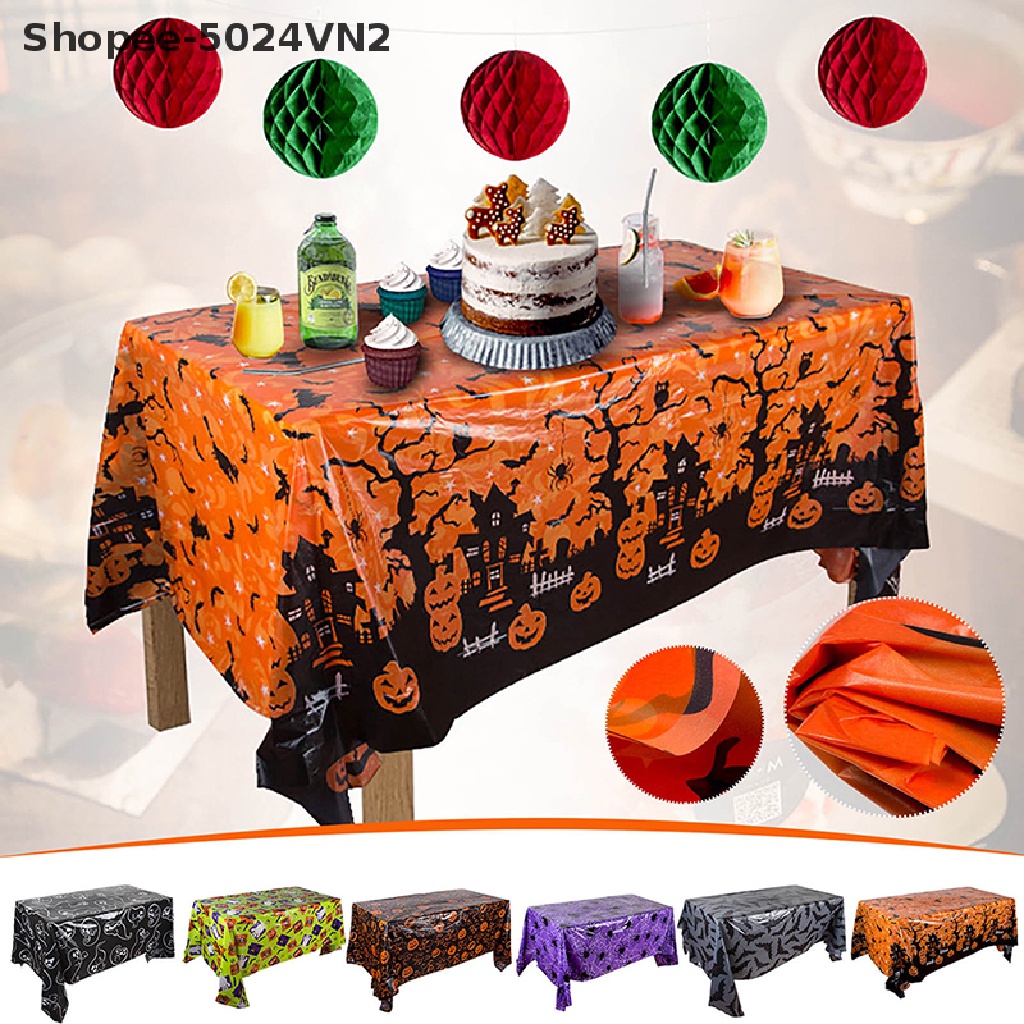 Khăn Trải Bàn Hình Chữ Nhật Bằng Nhựa Chống Nước Dùng Một Lần Phong Cách Halloween