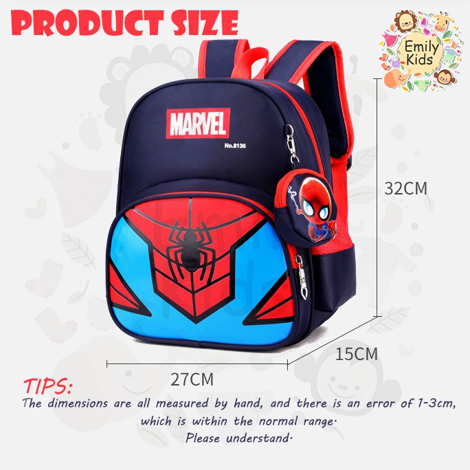Ba Lô Học Sinh In Hoạ Tiết Hoạt Hình Người Nhện/Captain America Thời Trang Dành Cho Bé 4-6 Tuổi
