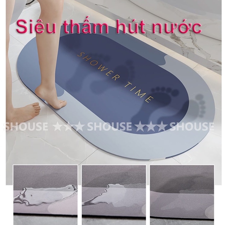 Thảm Chùi Chân lau chân Silicon  phòng tắm trải sàn siêu thấm hút nước chống trượt cao cấp đế cao su chất siêu dày 2022