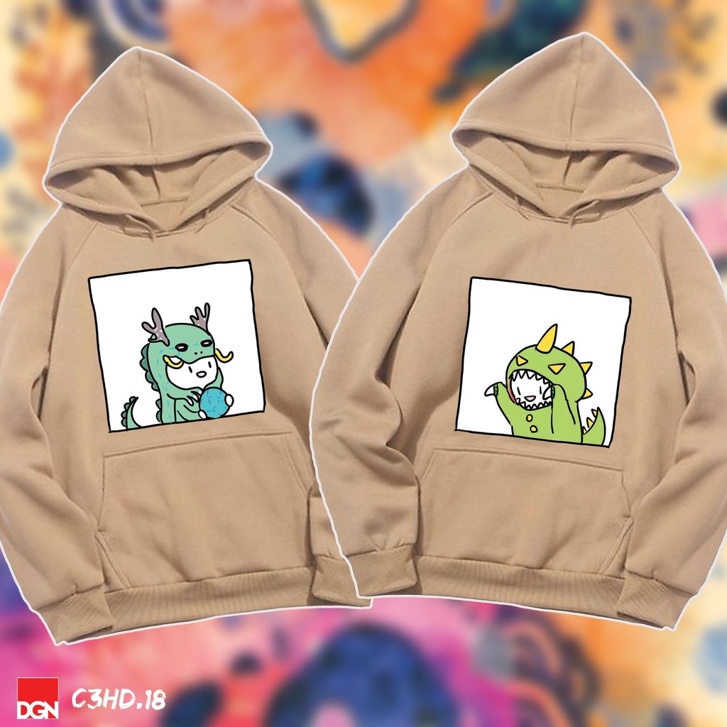 hoodie nam nữ khủng long cute C3HD.18
