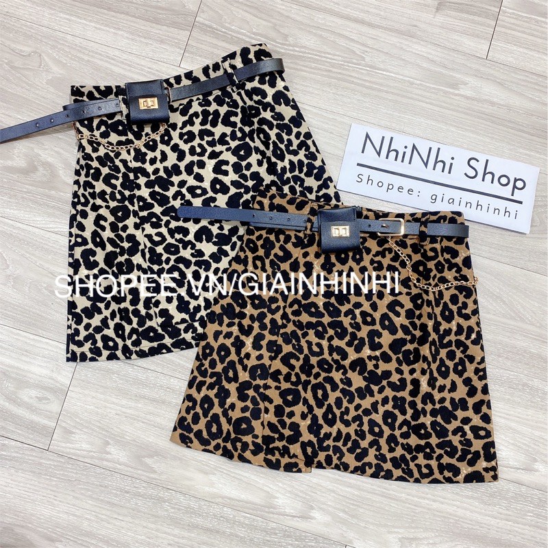 Chân váy dạ da báo kèm đai xích dáng A cạp cao có lót quần trong CV1750 - NhiNhi Shop | BigBuy360 - bigbuy360.vn