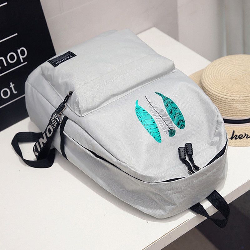 Ba Lô Vải canvas In Họa Tiết Lá Phong Cách Hàn Quốc