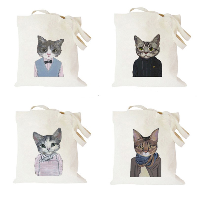 túi vải dây rút in hình mèo dễ thương