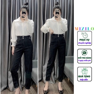 Quần jean baggy nữ, quần bò nữ lưng cao 2 cúc co giãn, form đẹp ulzzang nữ, chất quần jeans bò mịn đẹp cao cấp 9081