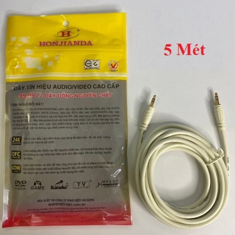 Dây Loa 2 đầu 3.5mm dài 5M-10M HJD - cáp loa AV 2 đầu 3.5mm HJD dài 5M-10M