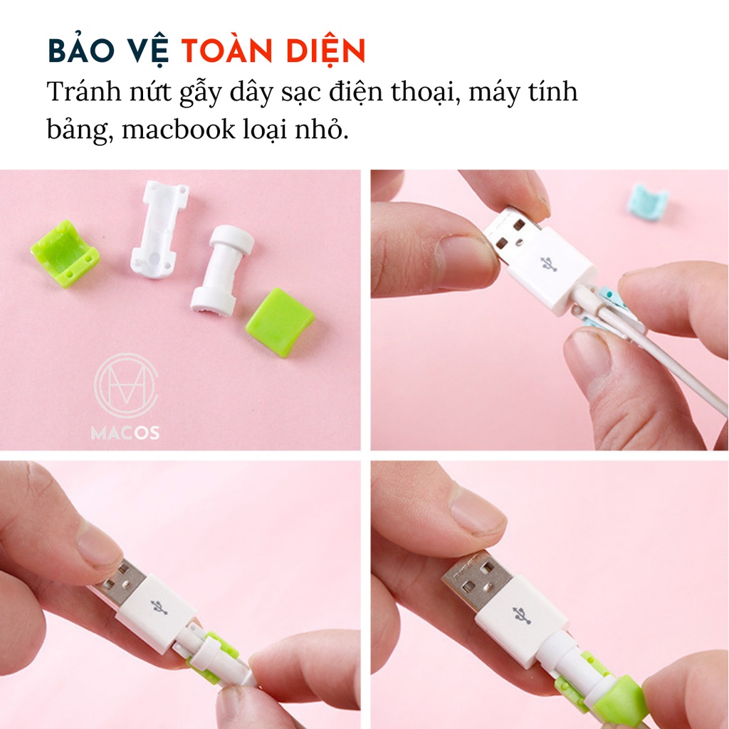 Bộ 2 Nút Bảo Vệ Dây Sạc, Chống Đứt Gãy Dây Sạc Iphone, Ipad, Điện Thoại, Dây Sạc MacBook Loại Nhỏ (AK04)