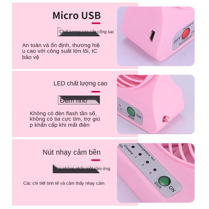 quạt nhỏ usb mini cầm tay sinh viên có thể sạc lại giường ký túc xá máy tính để bàn di động câm