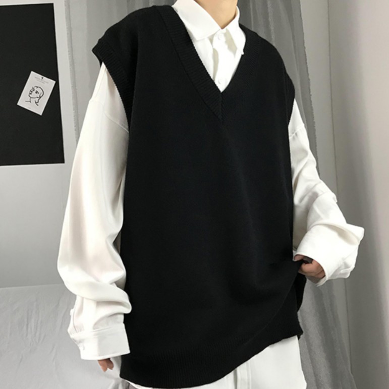 Áo Sweater cổ V không tay thời trang simple Hàn Quốc bigsize unisex áo vest áo len nam hàn quốc cho nam
