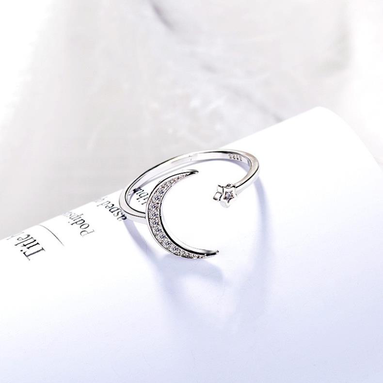 (0157) Nhẫn Ánh Trăng Khuyết Và Sao Lấp Lánh  ✨ Có Thể Điều Chỉnh Kích Cỡ