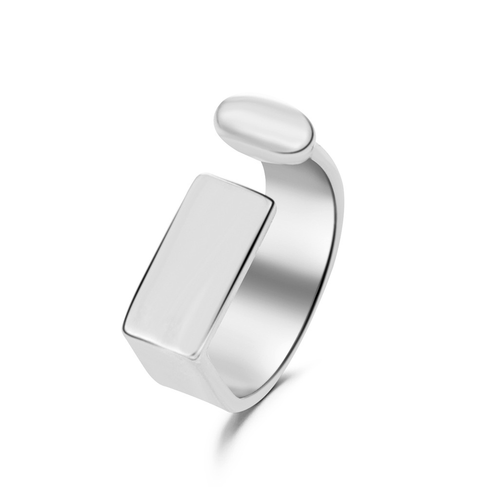 Nhẫn hở mạ bạc phối chữ U cá tính dành cho nam nữ