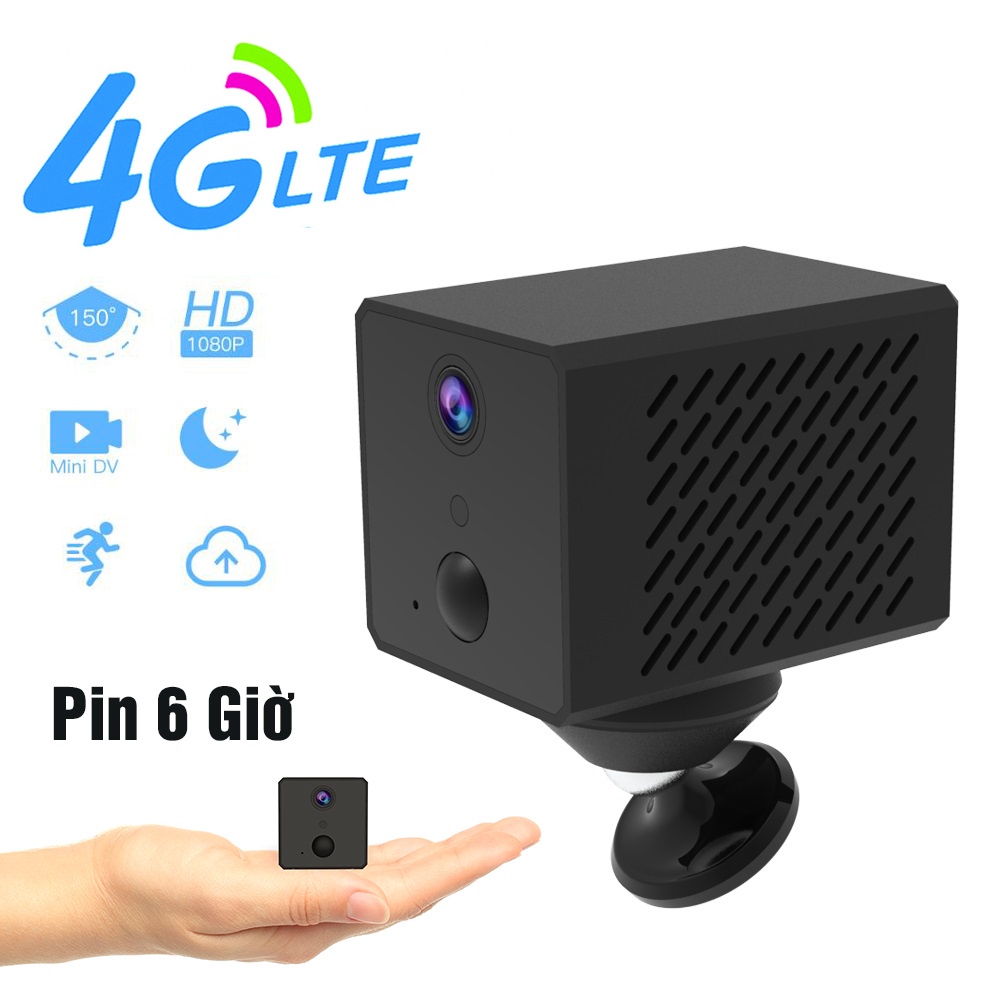 Camera Mini S12 Sim 4G FullHD 1080P Siêu Nét -Tặng Kèm SIM 4G Mạng Miễn Phí- Quan Sát Báo Động Chống Trộm Hồng Ngoại Đen