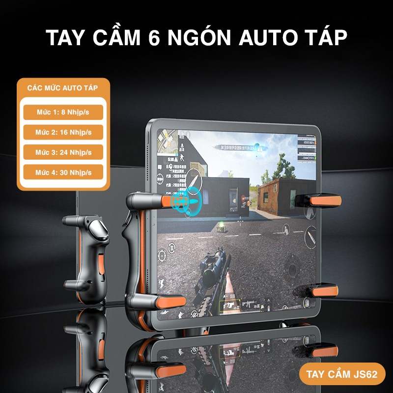 Tay cầm JS62 | Nút bắn auto táp 6 ngón dành cho máy tính bảng